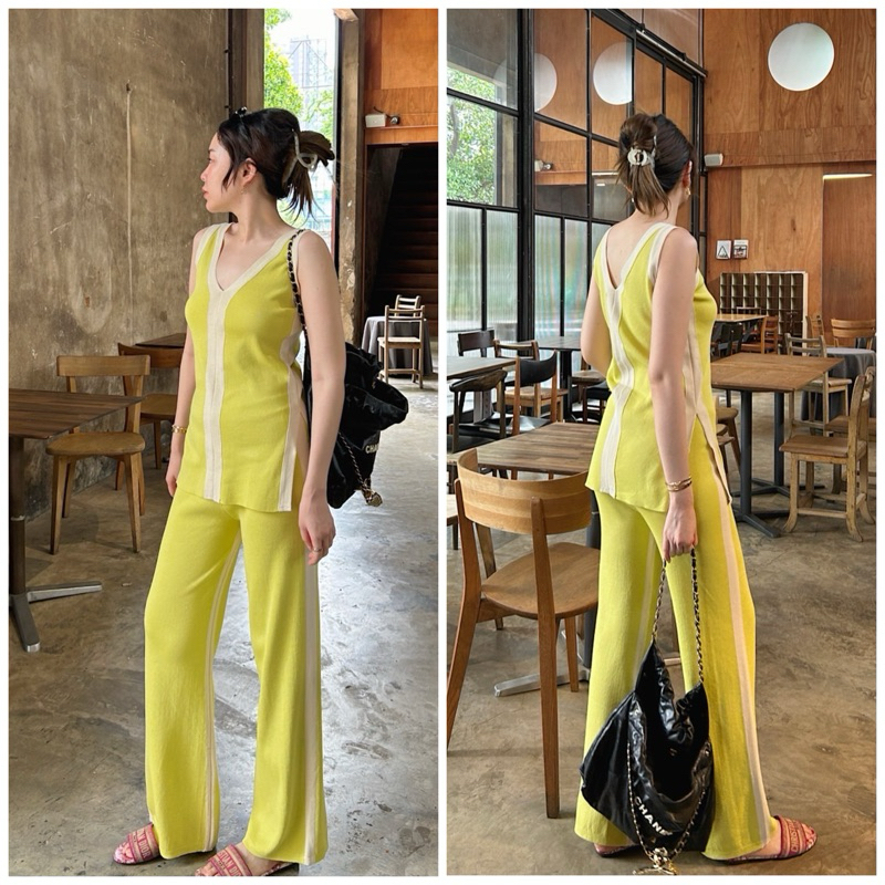 Goddessshop #2011 พร้อมส่ง twotone knitted set