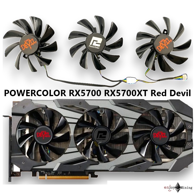 พัดลมการ์ดจอ POWERCOLOR RX5700 RX5700XT Red Devil graphics card cooling fan