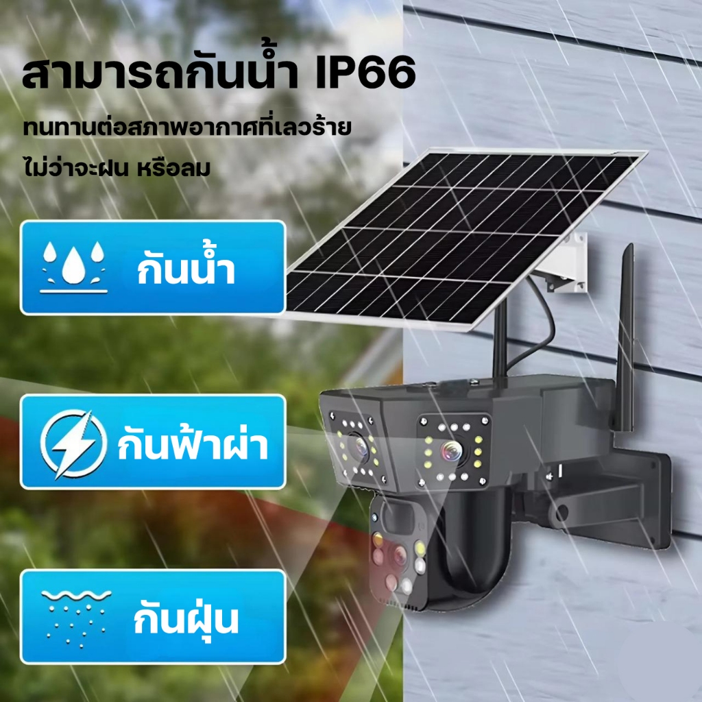 HOME-MALL กล้องวงจรปิดใส่ซิม 2 เลนส์ โซล่าเซลล์ ไม่ง้อ WIFI มองเห็นในที่มืด พร้อมส่งสัญญาณแจ้งเตือน