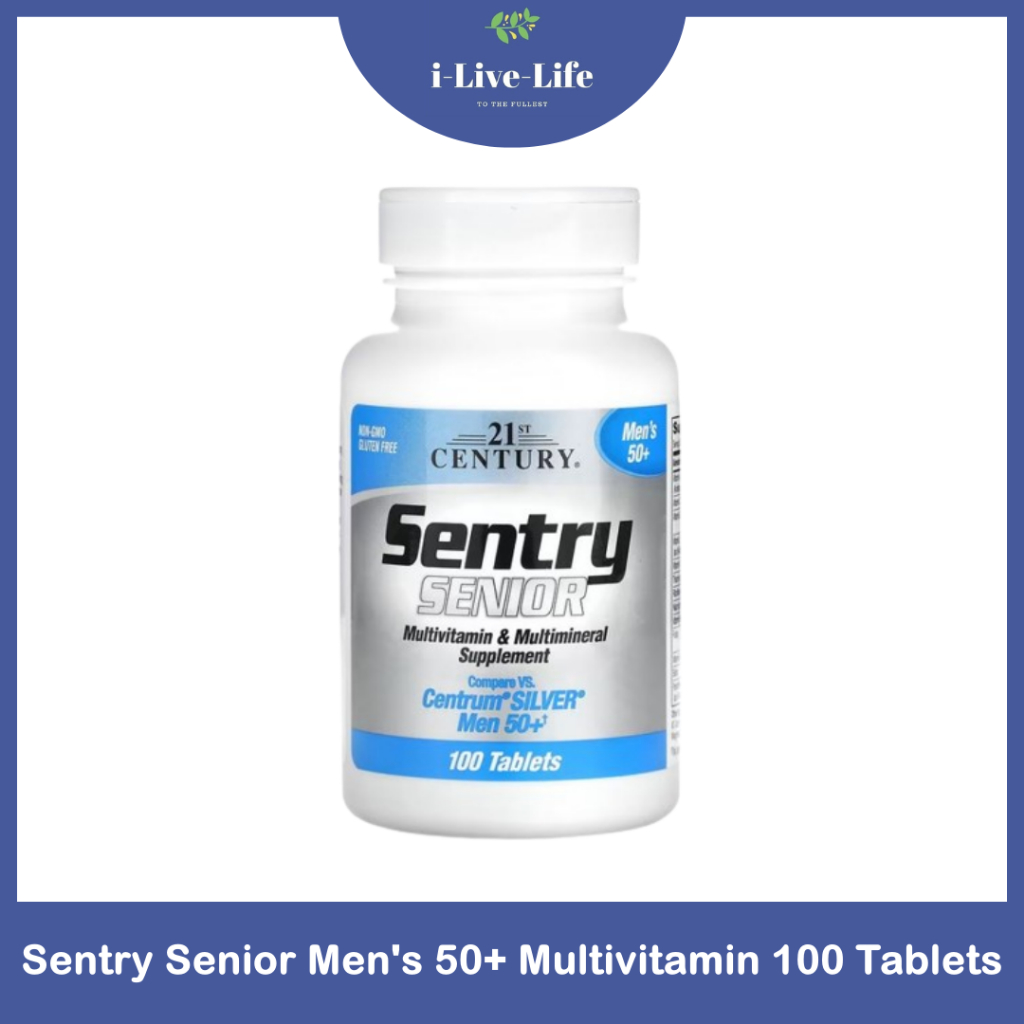 45% Sale!!! EXP04/26  วิตามินรวม อายุ 50 ปีขึ้นไป Sentry Senior Men's 50+ Multivitamin 100 Tablets (