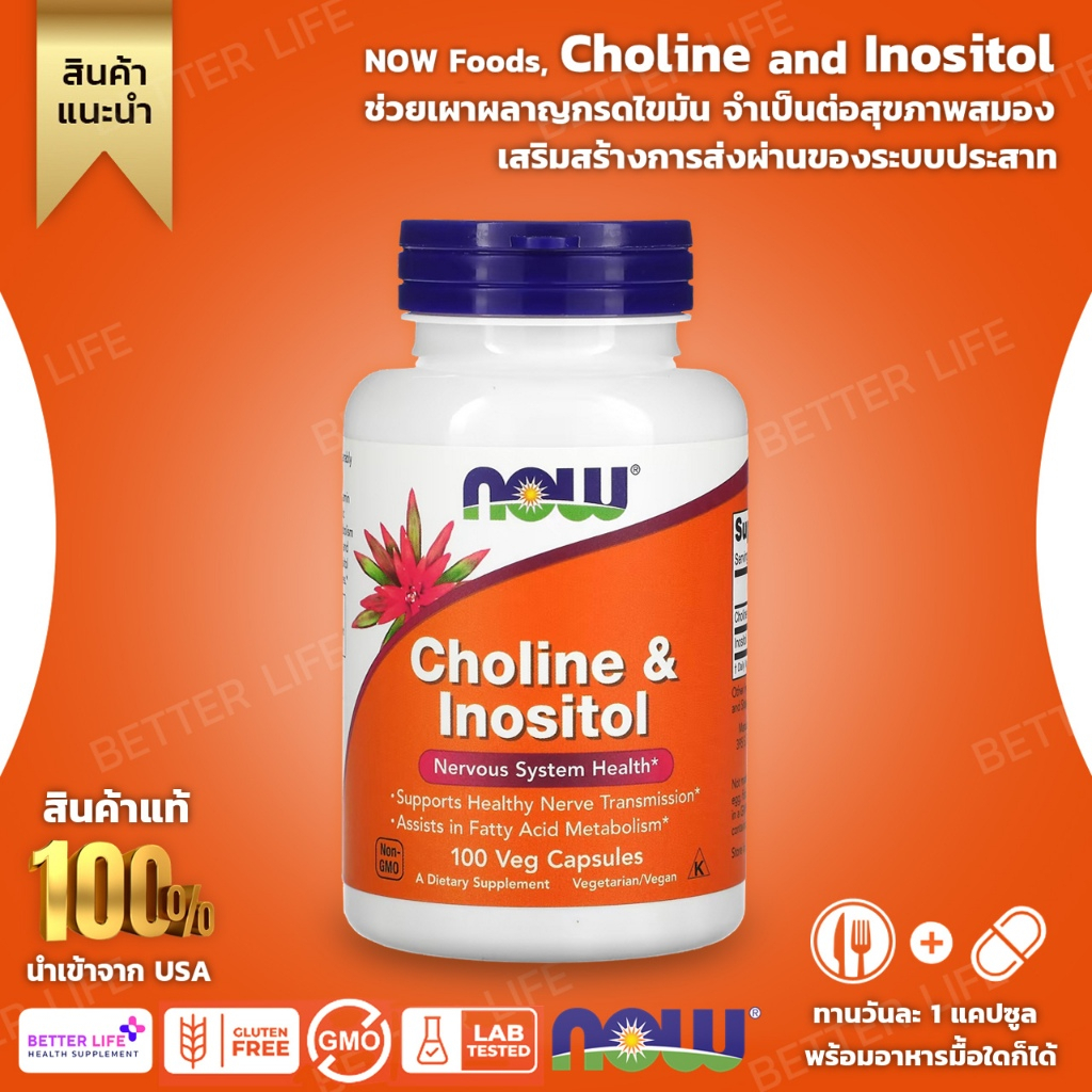 NOW Foods, Choline and Inositol Contains 100 vegetable capsules(No.3283)