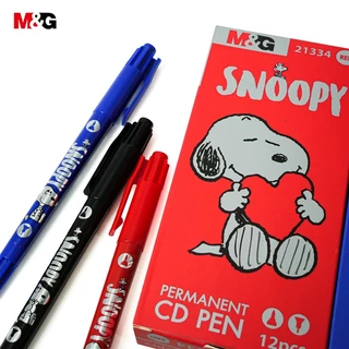 M&G SPM21334 ปากกาเคมี 2 หัว Snoopy ลาย ปากกามาร์คเกอร์ 2 หัว CD Marker เหมาะสำหรับการวาดภาพของนักเรียนเครื่องหมาย