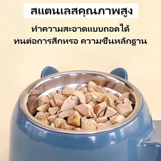ที่ให้อาหารสัตว์เลี้ยง ที่ให้น้ำสัตว์เลี้ยง ที่ให้อาหาร-น้ำอัตโนมัติ เกรดพรีเมี่ยม 2IN1 ถอดออกได้ ชามสแตนเลส