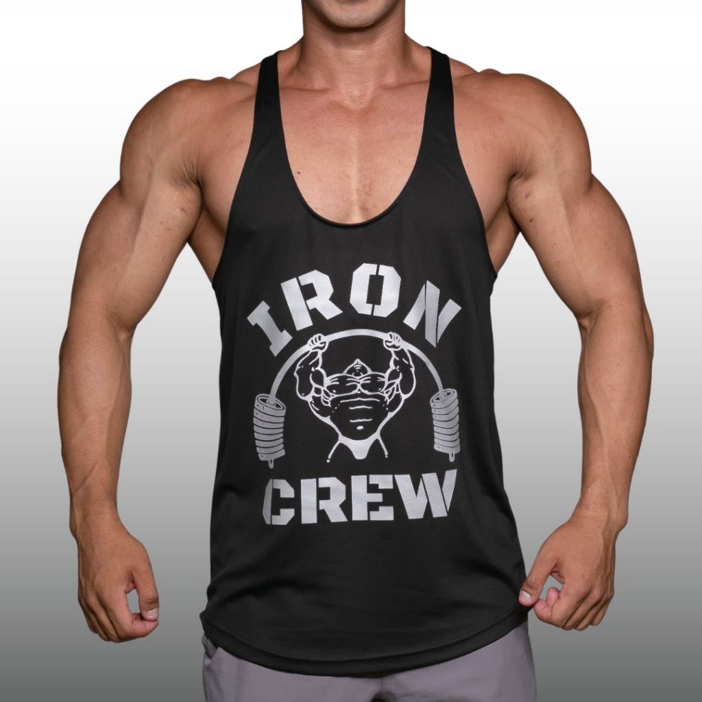 IRON CREW เสื้อกล้ามเพาะกายทรงคลาสสิค Bodybuilding Dry Fit Gym Tank Top