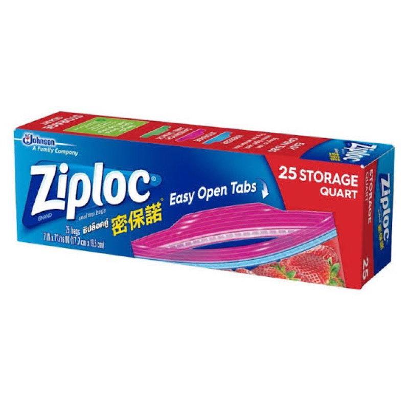 Ziploc SCJohnson 25s. ถุงซิปล็อคอเนกประสงค์ สำหรับใช้กับอาหาร fl