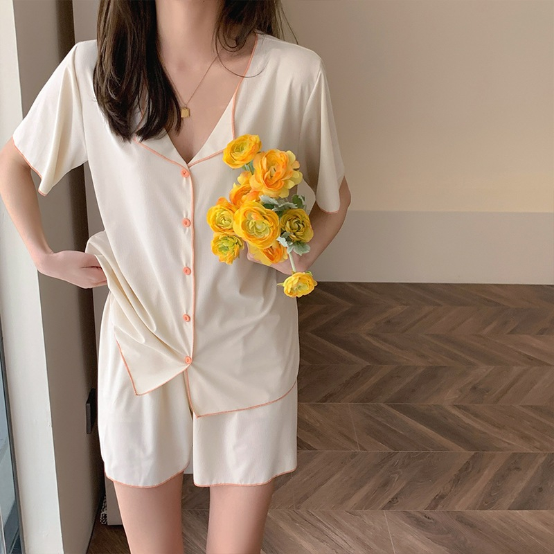 TOP SEXY ชุดนอน ชุดนอน 2 ชิ้น ชุดนอนวัยรุ่น 🎀 แขนสั้นขาสั้น สีพื้นสบายตา T-754