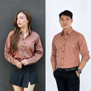 takayay brand เสื้อเชิ้ต สีชมพูกะปิ **เช็คขนาดจากตางรางไซซ์ของทางร้านเท่านั้น** ผ้าคอตตอนทวิล เสื้อเชิ้ตสีพาสเทล
