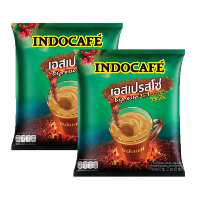 Indocafe Coffee 3in1 Espresso 15g. 27ซอง (X2 แพค) อินโดคาเฟ่ กาแฟปรุงสำเร็จ 3อิน1 เอสเปรสโซ่