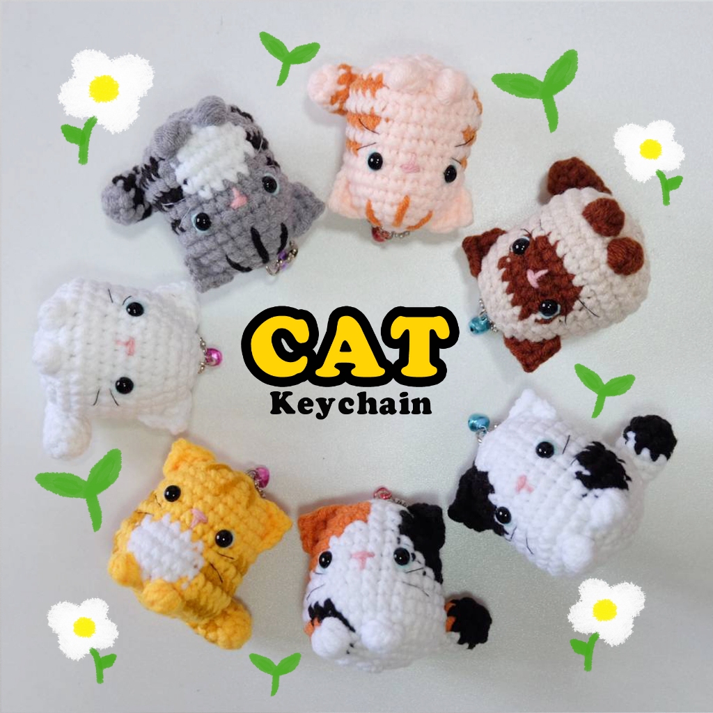 พวงกุญแจน้องแมว พวงกุญแจตุ๊กตาไหมพรม keychain