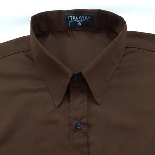 takayay brand เสื้อเชิ๊ต สีช็อคโกแลต **เช็คขนาดจากตางรางไซซ์ของทางร้านเท่านั้น** เสื้อเชิ้ตสีเอิร์ธโทน ผ้าคอตตอนทวิล