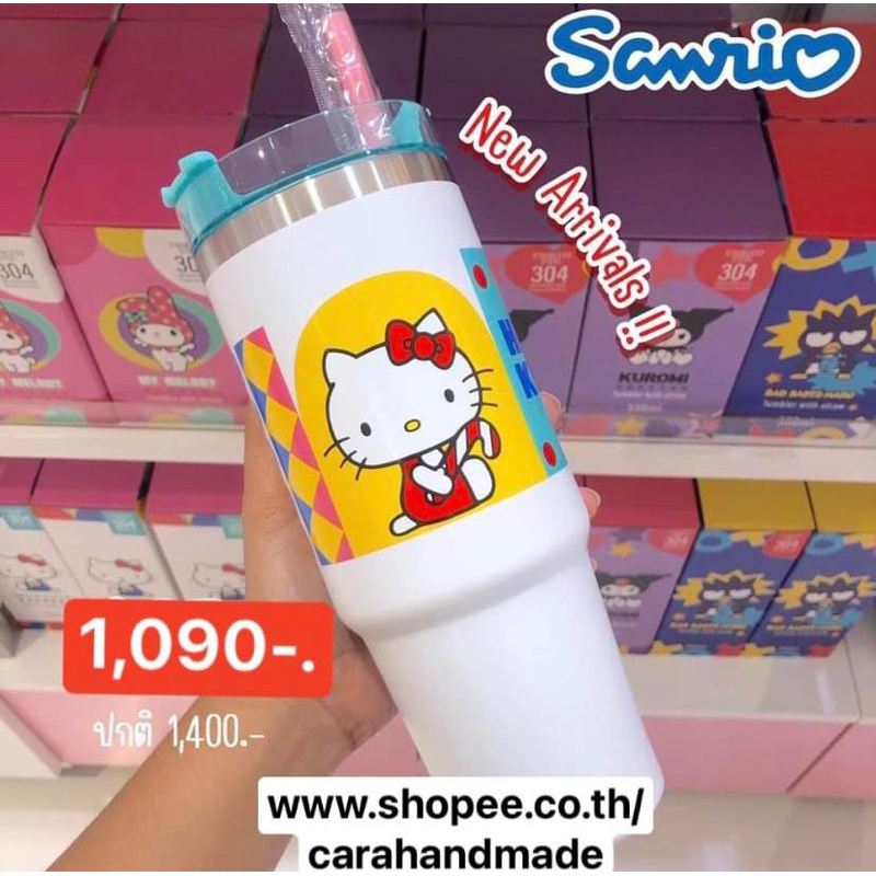 SANRIO แท้ คอลเลคชั่นใหม่ ! แก้วน้ำสุญญากาศ900ML  POPART Hello Kitty 💓 แก้วน้ำเก็บอุณหภูมิ 💓แก้วน้ำพ