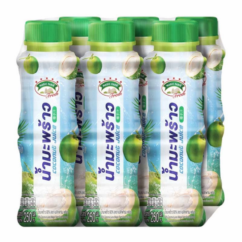 เมจิกฟาร์มน้ำมะพร้าวแพ็ค6 250ml เมจิกฟาร์มชาเขียวน้ำผึ้งมะนาวแพ็ค6 250ml