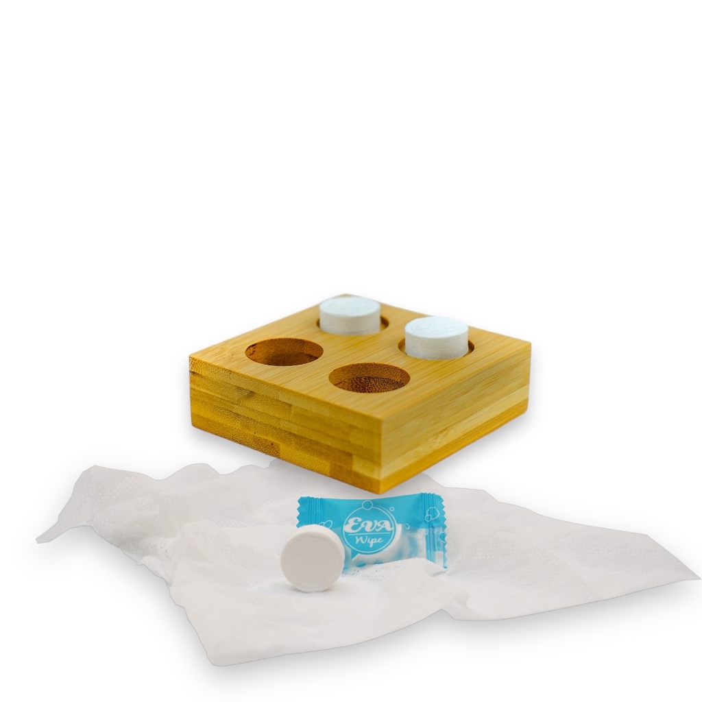 ถาดไม้ แบบ 2 ช่อง Bamboo tray towel