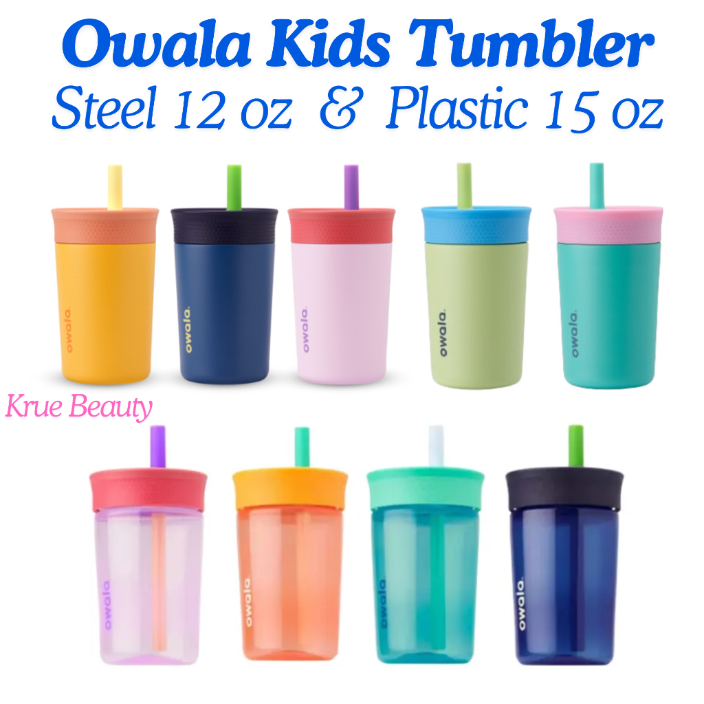Owala Kids Stainless Steel & Plastic Tumbler with Spill-Resistant Straw, Insulated, BPA-Free รายการเข้าวันที่ 16 สิงหาคม