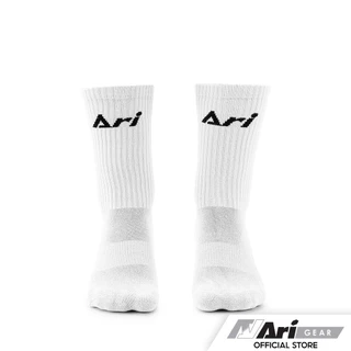 ถุงเท้า อาริ Ari สั้น ครึ่งแข้ง สีขาว ARI CREW SOCKS - WHITE ฟุตบอล ฟุตซอล กีฬา ของแท้ 100%