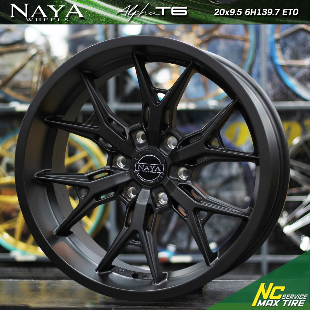 ล้อแม็กขอบ20 / NAYA ALPHA-T6 / สีดำด้าน / 20x9.5 6H139.7 ET0 / สำหรับกระบะตัวสูงและ PPV / ราคารวม 4 