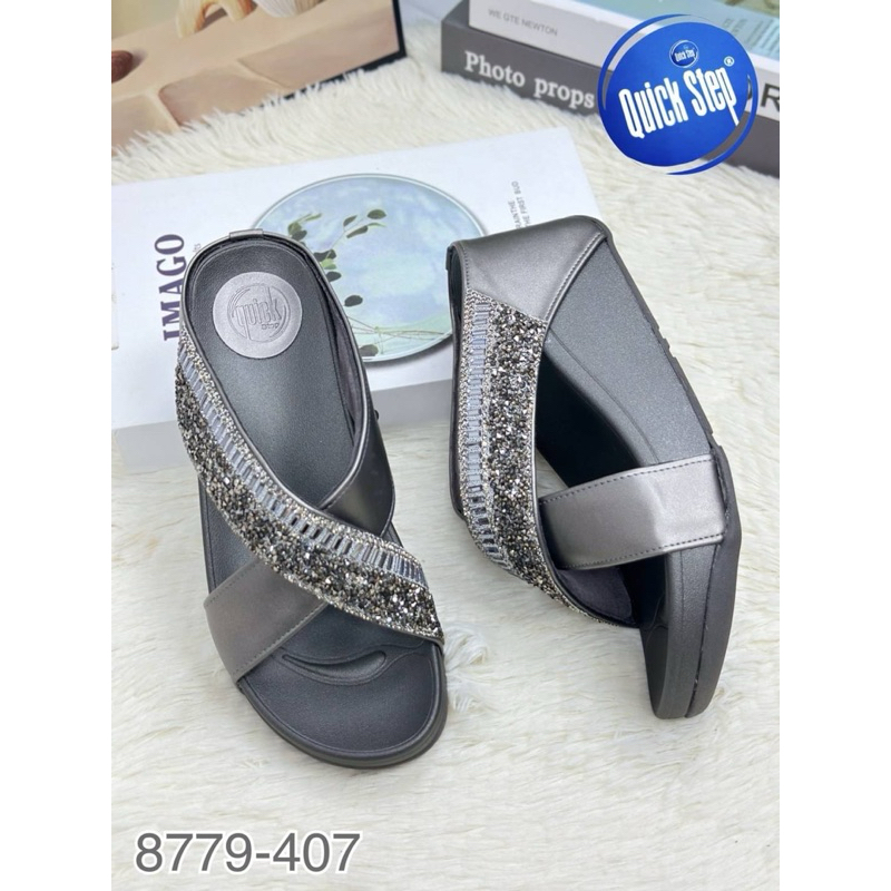 🌈8779-407🌈รองเท้าเพื่อสุขภาพQuick stepแท้พื้นนิ่มใส่สบายเท้าสูง2.5นิ้ว🎉🎉