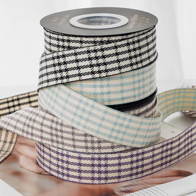 ริบบิ้นลายสก๊อต Plaid Ribbon กว้าง 2.5 cm 格子装饰丝带