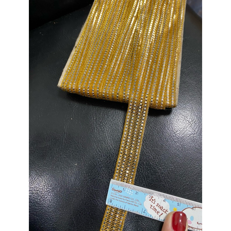 ยกพับ36หลา ริบบื้นดิ้นทอง ริบบิ้นใส่ดิ้นเงิน ริบบิ้นทอง แถบอินเดียตกแต่ง หน้ากว้าง1.5ซม