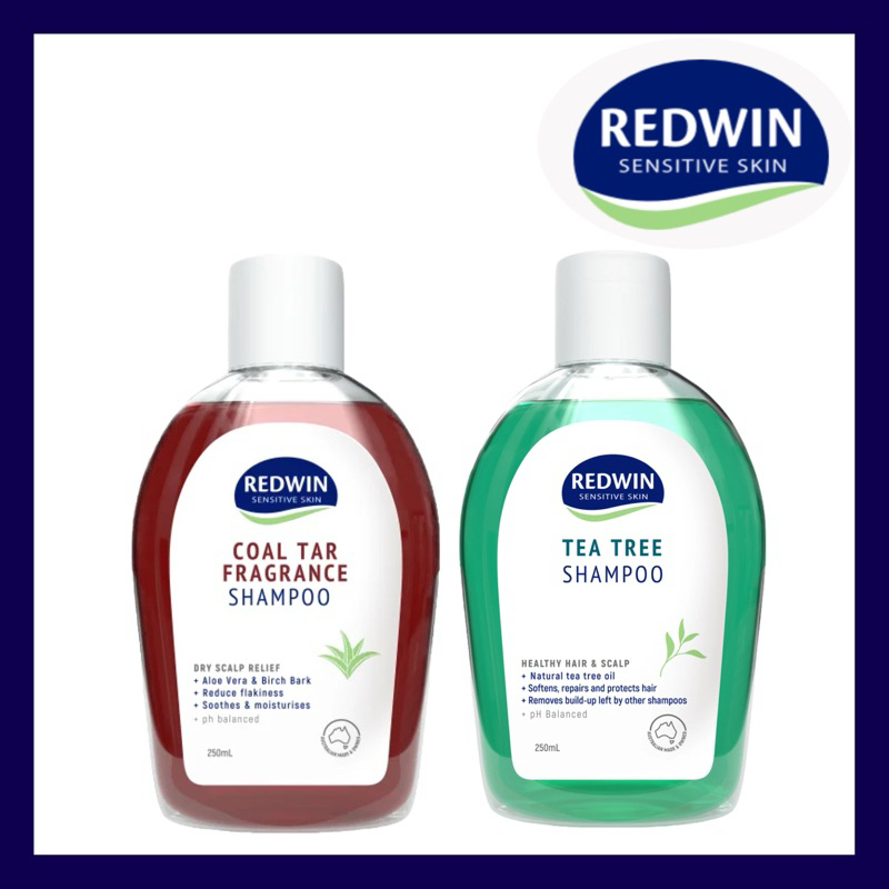 Redwin Tea Tree Shampoo 250ml, Redwin Coal Tar Shampoo 250ml แชมพูขจัดรังแค 2สูตร กลิ่นหอมมาก
