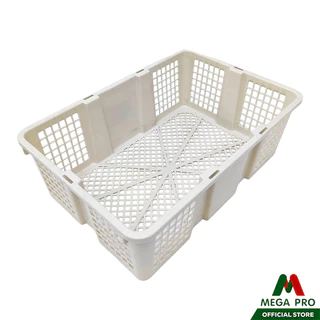 Megapro - ตะกร้าใส่ผลไม้ ตระกร้า+ฝาปิด ขาวครีม 5 กก ทรงสี่เหลี่ยม ตะกร้าใส่ของ