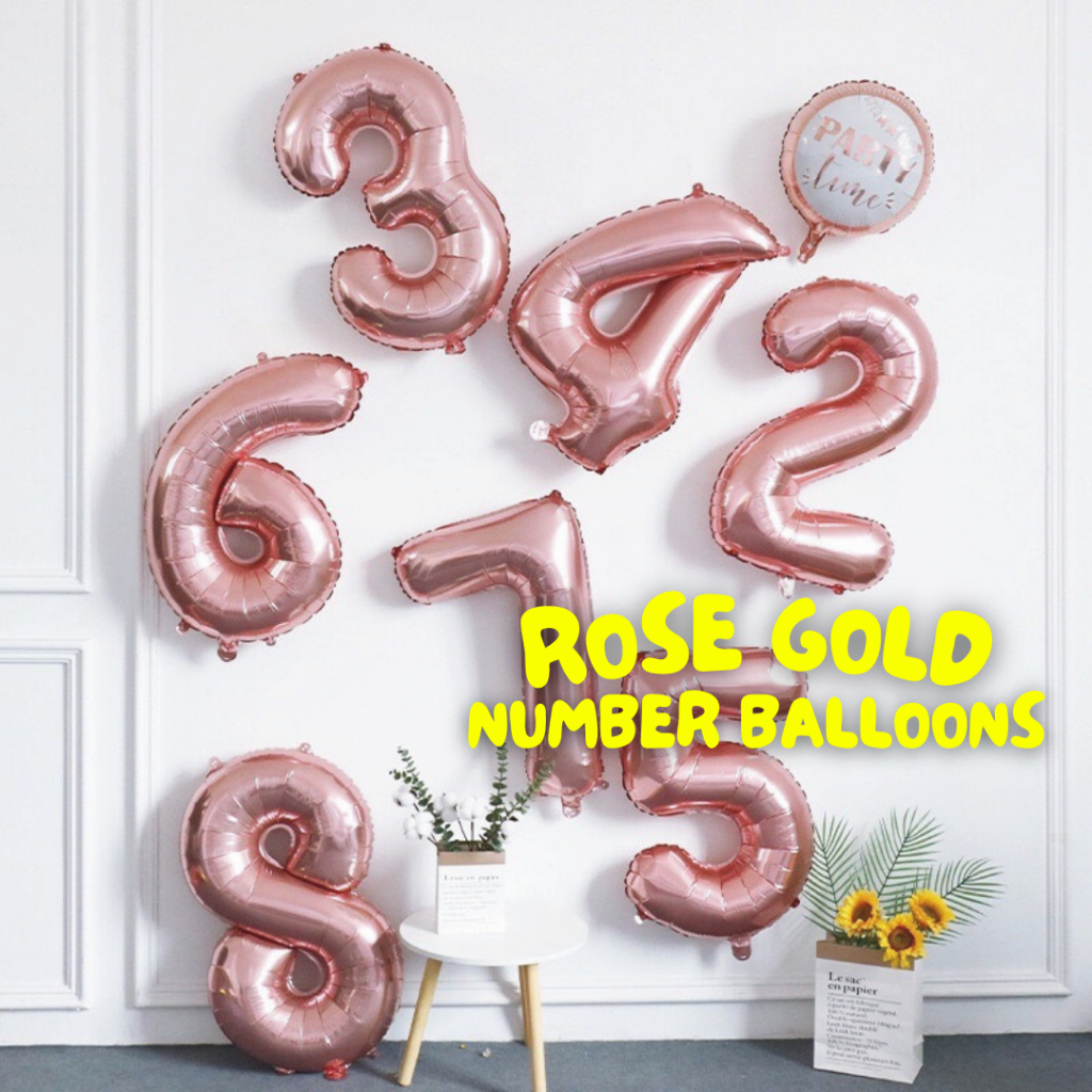 [ร้านไทย] -🎈ลูกโป่งฟอยล์ตัวเลขขนาดใหญ่ ขนาด 32 นิ้ว ใบหนา ไม่ยุบง่าย🎈สีโรสโกลด์