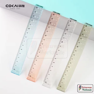 COKAI KJ-7119 คละสีใส ไม้บรรทัดสร้างแบบ 15cm. วาดเลขาคณิต ไม้บรรทัด โรลเลอร์ RUJI