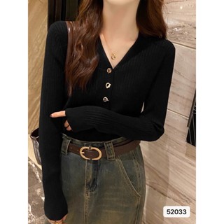 ccshop. เสื้อไหมพรมแขนยาว คอวี ผ้านิ่ม รุ่น52033