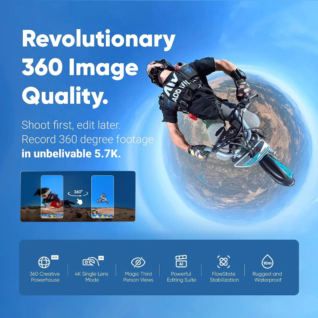 Insta360 X3 กล้องแอคชั่น Pocket 360 Action Cam มาพร้อมกล้องคู่แบบ 360 องศา ความละเอียด 5.7K thumbnail 8