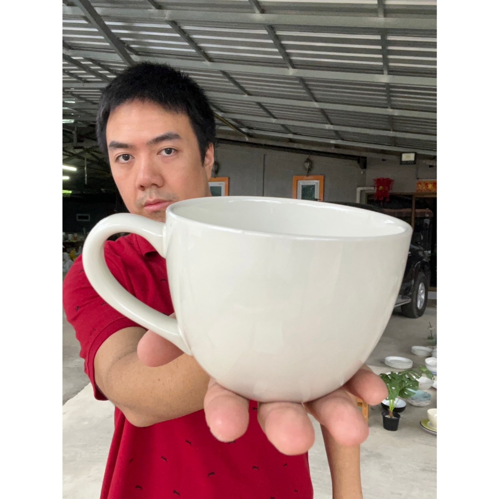 แก้วเซรามิค แก้วมินิมอล ขนาด 500ml หรือ 17oz(17ออนซ์) สัดส่วน 4x3.2นิ้ว แก้วมัค ปากบาน สีขาว ออกใบกำกับภาษีได