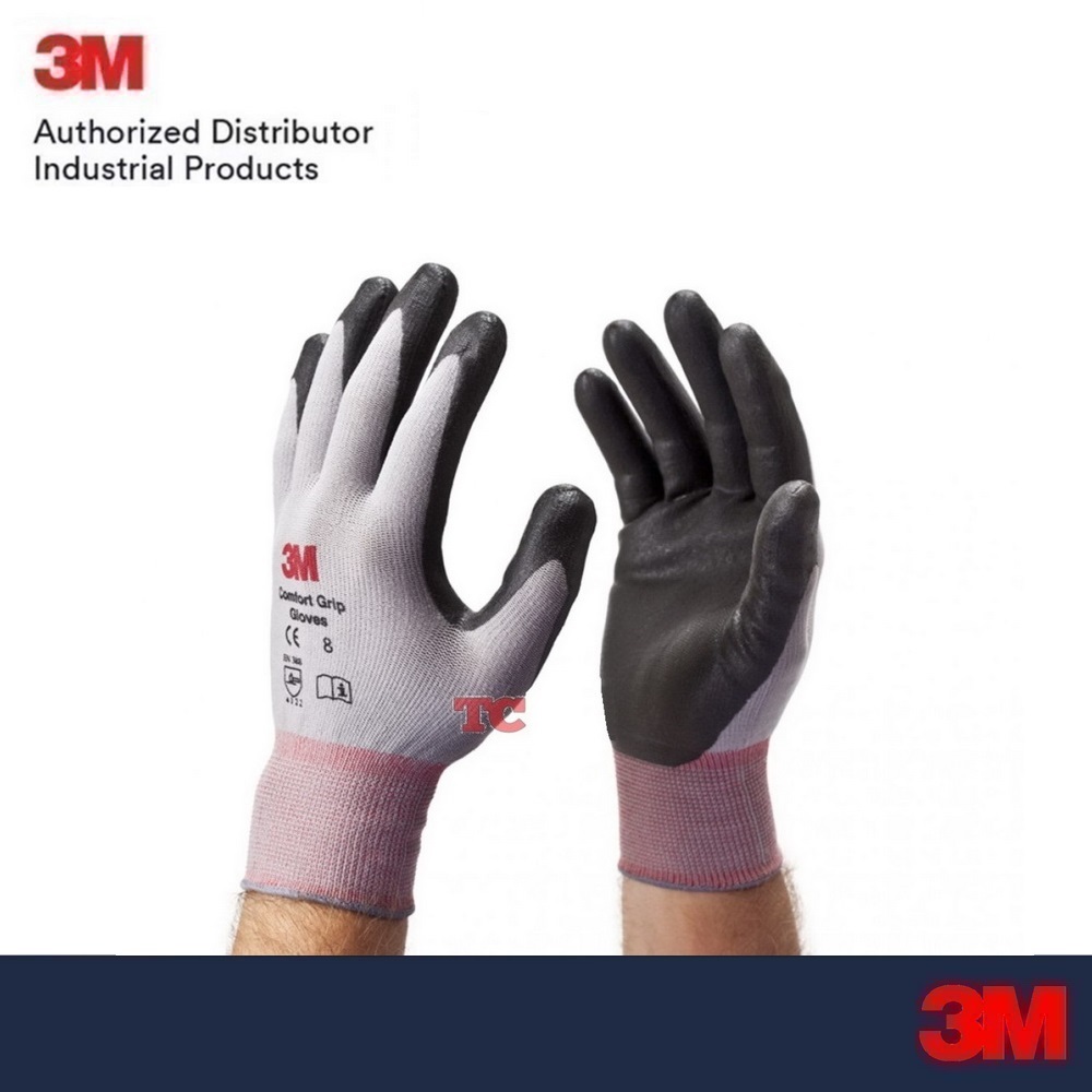 3M (x1 คู่) ถุงมือไนลอน เคลือบด้วยสารไนไตร สีเทา Comfort Grip Glovs