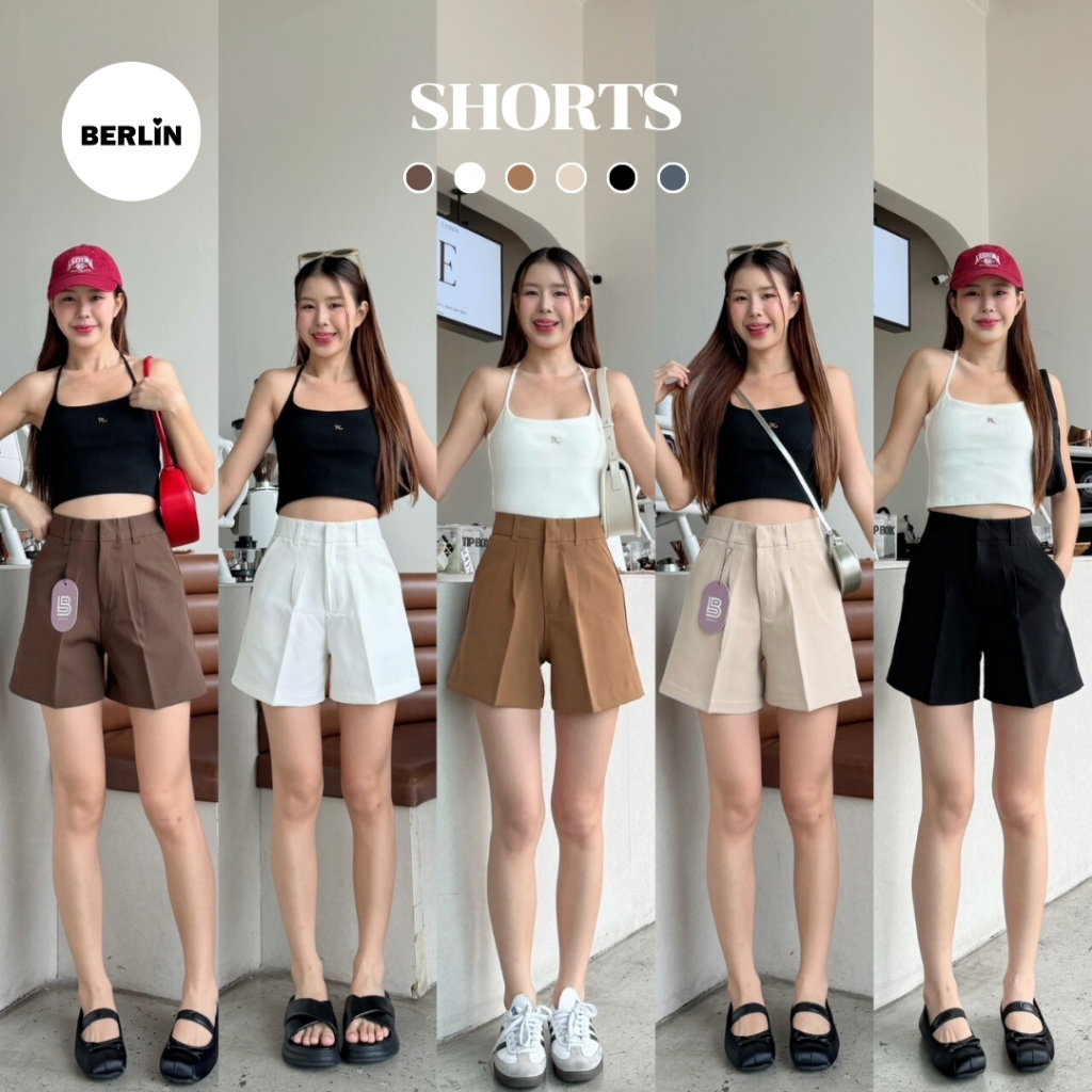 กางเกงขาสั้น เอวสูง สีพื้น / No : BL-33