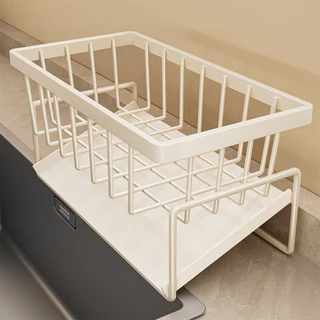Kitchen Racks ชั้นวางเศษผ้า ตะกร้าสเตนเลส304 ระบายน้ำ พร้อมก้านแขวน ถอดออกได้ สําหรับอ่างล้างจาน