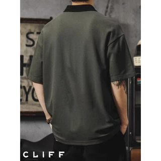 CLIFF เสื้อโปโลผู้ชาย ซิป สีผสม แบบหลวม แมทช์ลุคง่าย แขนสั้นคอปก เหมาะสำหรับธุรกิจลำลอง