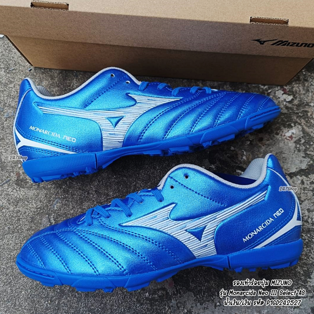 สินค้าพร้อมส่ง รองเท้าร้อยปุ่ม MIZUNO รุ่น Monarcida Neo III Select AS น้ำเงิน/เงิน รหัส P1GD242527