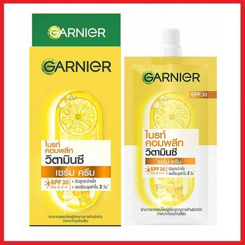 Garnier Bright Complete Vitamin C Serum Cream การ์นิเย่ ไบร์ท คอมพลีท วิตามิน ซี เซรั่ม เดย์ ครีม SPF30 PA+++ 7ml x 6