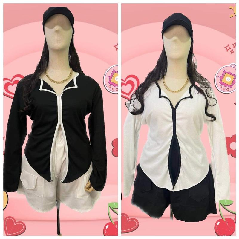 เสื้อแขนยาวผ่าหน้า ผ้าร่องเล็ก (อกหน้าผ้า48) มี 3สีให้เลือก