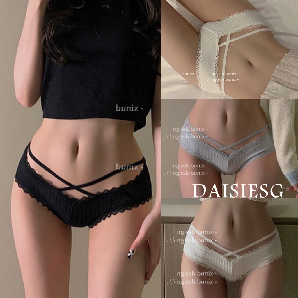 Daisies_G กางเกงในผู้หญิง สไตล์เกาหลี กางเกงใน แฟชั่นแบบสปอตร์ๆ มีสายคาดเอว ผ้าลื่นเย็นสบาย A67
