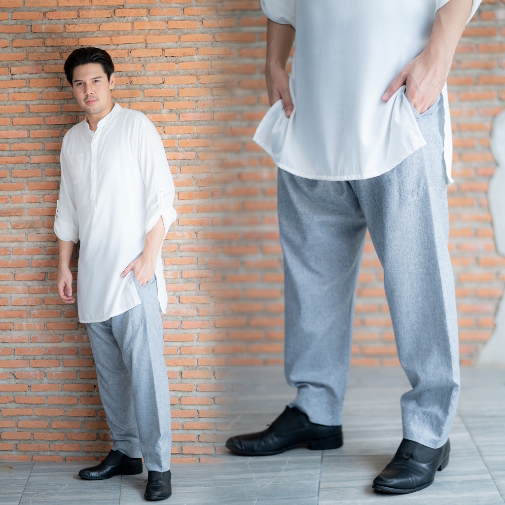 กางเกงขายาวชาย กางเกงใส่ในโต๊ป ทรงปากี สินค้านำเข้าต่างประเทศ เนื้อผ้าเกรดดี AE18วาริสมุสลิม