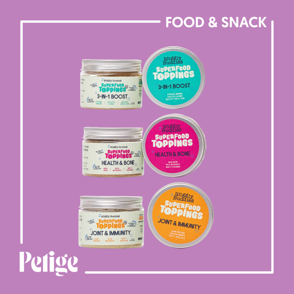 Wiggly Buddies Topping ผงโรยอาหารเพื่อเพิ่มความอยากอาหาร และช่วยบำรุงสุขภาพ สำหรับสัตว์เลี้ยง