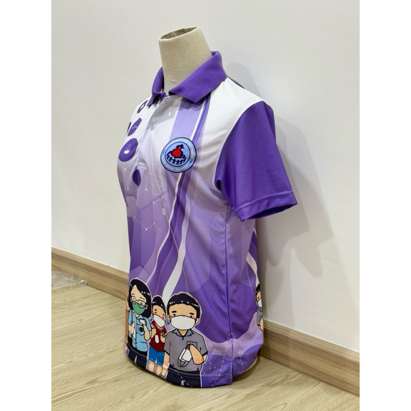เสื้ออสม สีม่วงผ้าพิมพ์ลายสีสวย คมชัด ผ้านิ่มใส่สบาย ราคา ถูกที่สุด ดีลบีเคเค แกลเลอรีภาพที่ 2
