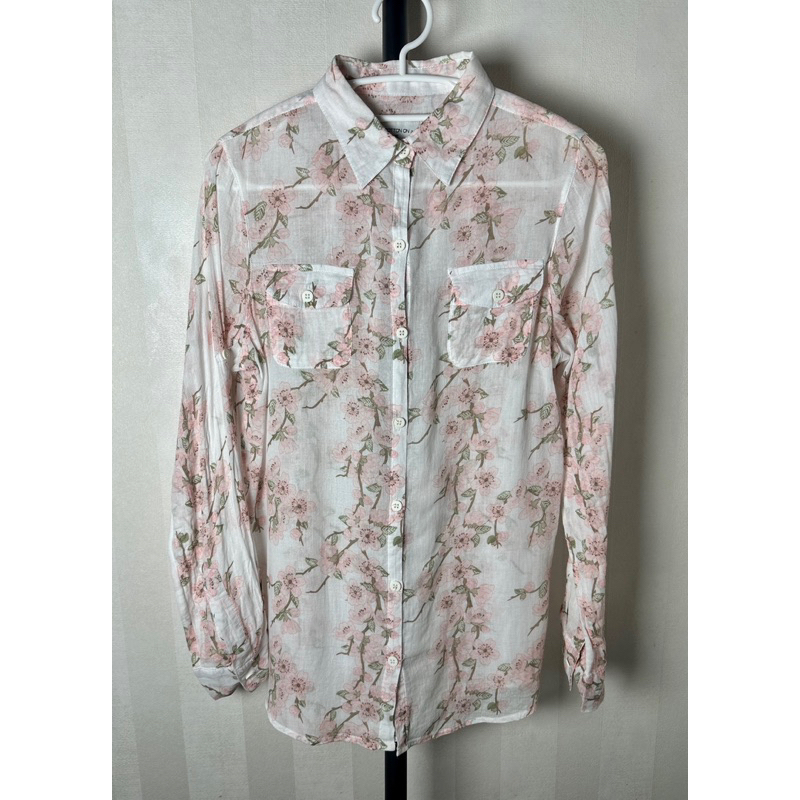 Cotton On เชิ้ต แขนยาว คอปก ผ้าบาง ลายดอก มือสอง
