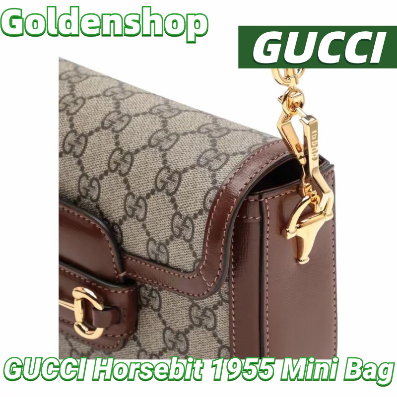 🍒กุชชี่ Gucci Horsebit 1955 Mini Bag With Shoulder Strap กระเป๋าสะพายเดี่ยว🍒กระเป๋าสะพาย Gucci จริง สินค้าขายร้อน