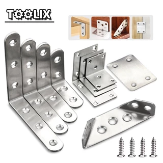 Corner Brackets Stainless Steel1-4ชิ้นตัวยึดข้อต่อรองรับชั้นเฟอร์นิเจอร์สแตนเลสสำหรับตู้เก้าอี้โต๊ะเ 1.97นิ้วพร้อมสกรู