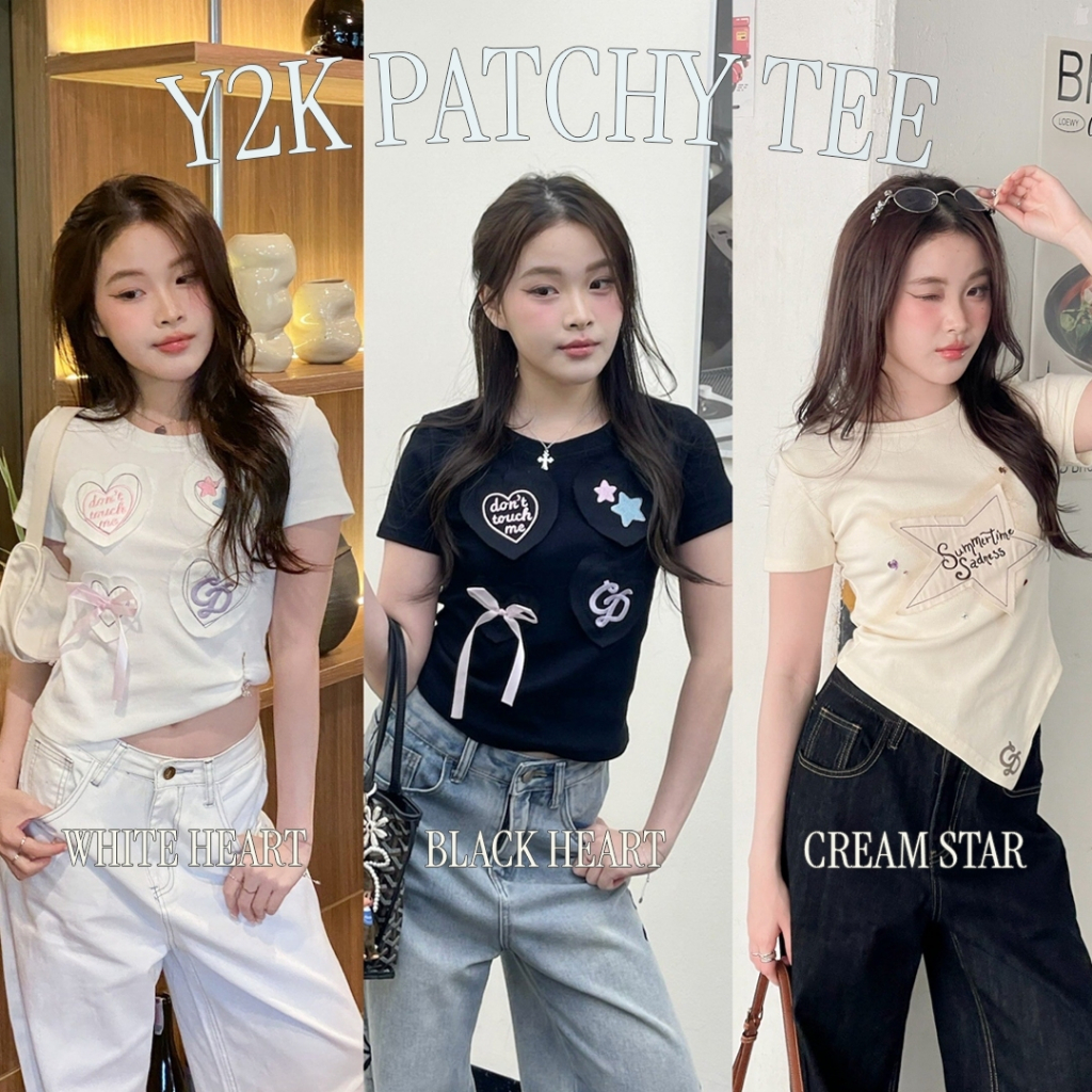 Choosedress A1973, A1974 Y2K Patchy Tee เสื้อยืดสไตล์ Y2K