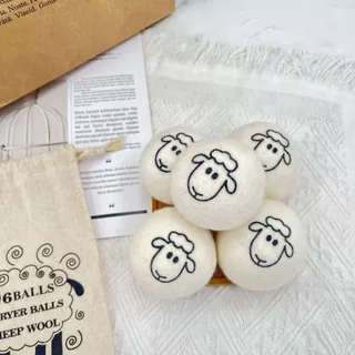 ลูกบอลซักผ้า ดรายชี Wool Dryer Balls ทำจากขนแกะแท้100% ล้วนทั้งลูก 1 ชุด บรรจุ 6 ลูกพร้อมถุงผ้า ช่วยลดรอยยับผ้าจากการซับ