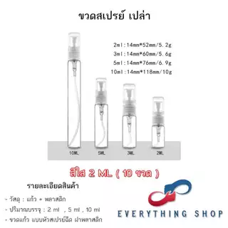 ขวดแบ่งน้ำหอม ขวดน้ำหอม ขวดแก้ว ขนาด 2ml 5ml 10ml จำนวน 10 ขวด