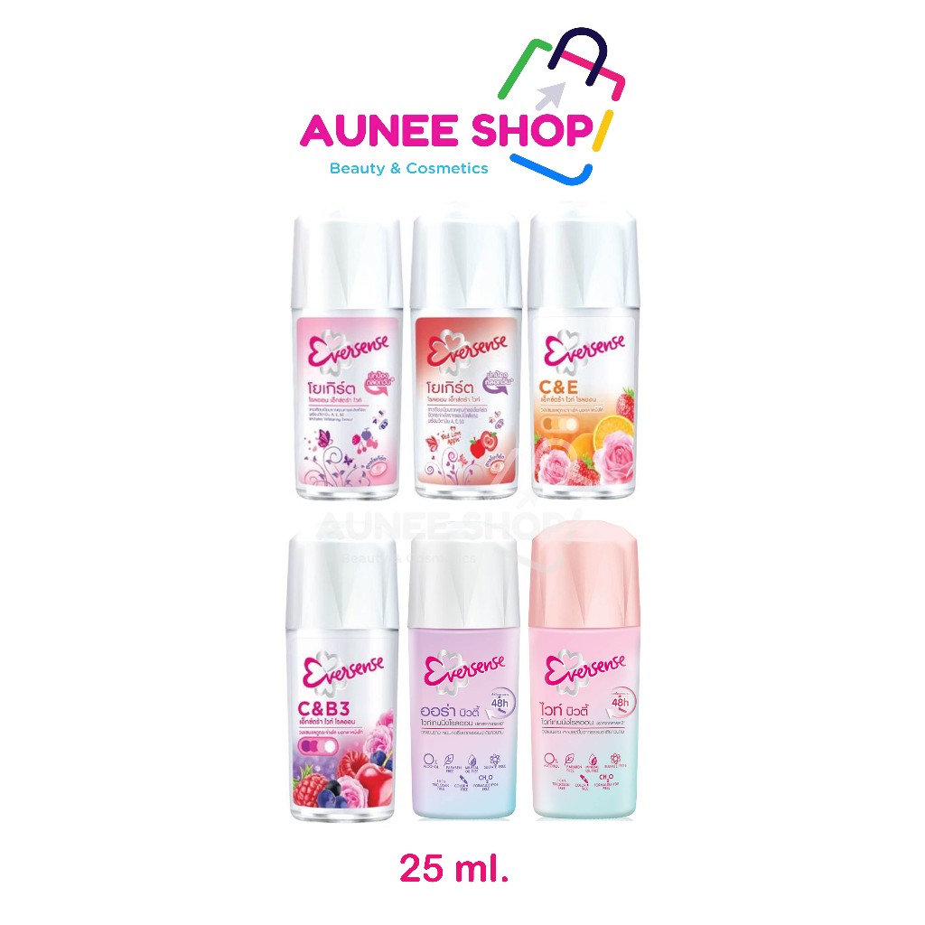 ส่งฟรี/มีไลฟ์ (1ชิ้น)Eversense เอเวอร์เซ้นส์ โรลออน 25มล.Roll On เอ็กซ์ตร้า ไวท์ โยเกิร์ต พีช ซากุระ ออร่าC&E