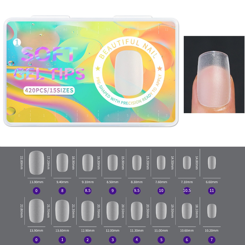 เล็บปลอม PVC รุ่นพรีเมี่ยม บางเหนียว ยืดหยุ่น 420ชิ้น ต่อเล็บพีวีซี PMMA Soft Gel Tips อย่างดี จัดส่งจากกรุงเทพฯ