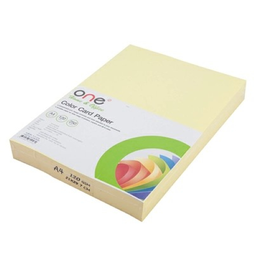 กระดาษการ์ดสี A4 120 แกรม เหลือง (แพ็ค250แผ่น) ONE